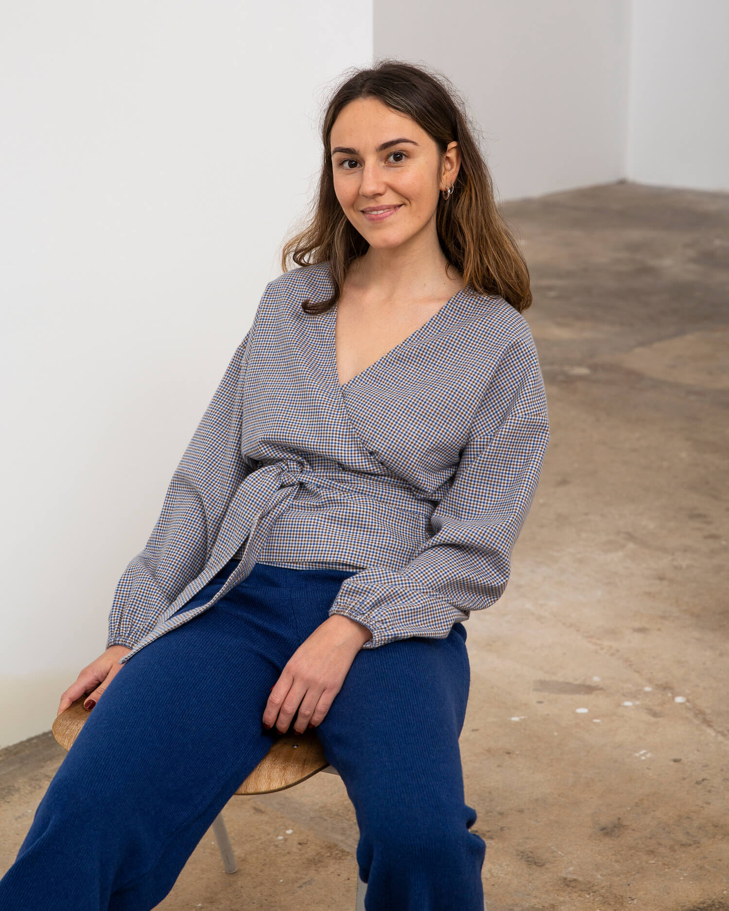 Flannel Wrap Blouse pepita