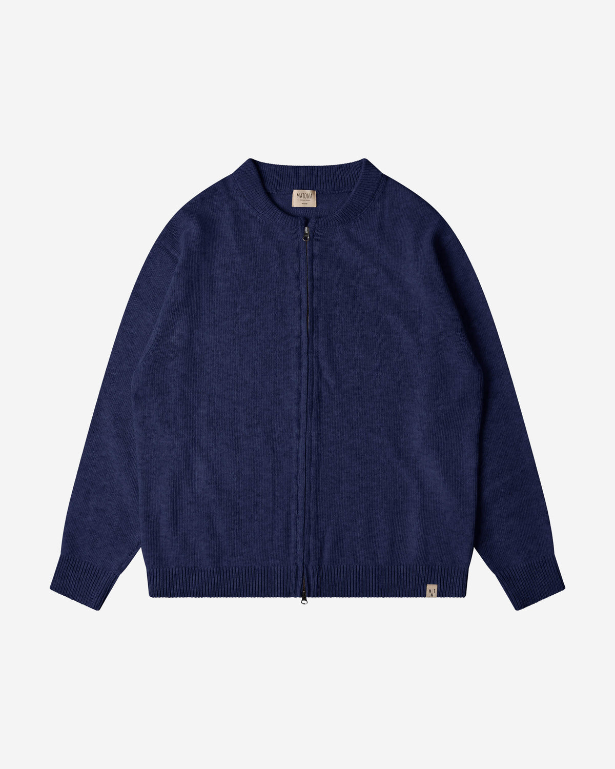 Wool Zip Cardigan navy
