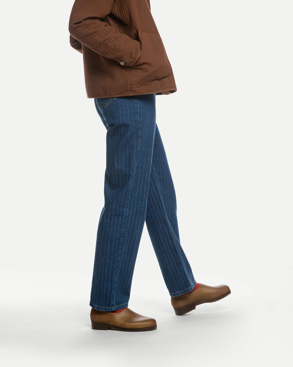 Straight Leg Denim Pants herringbone
