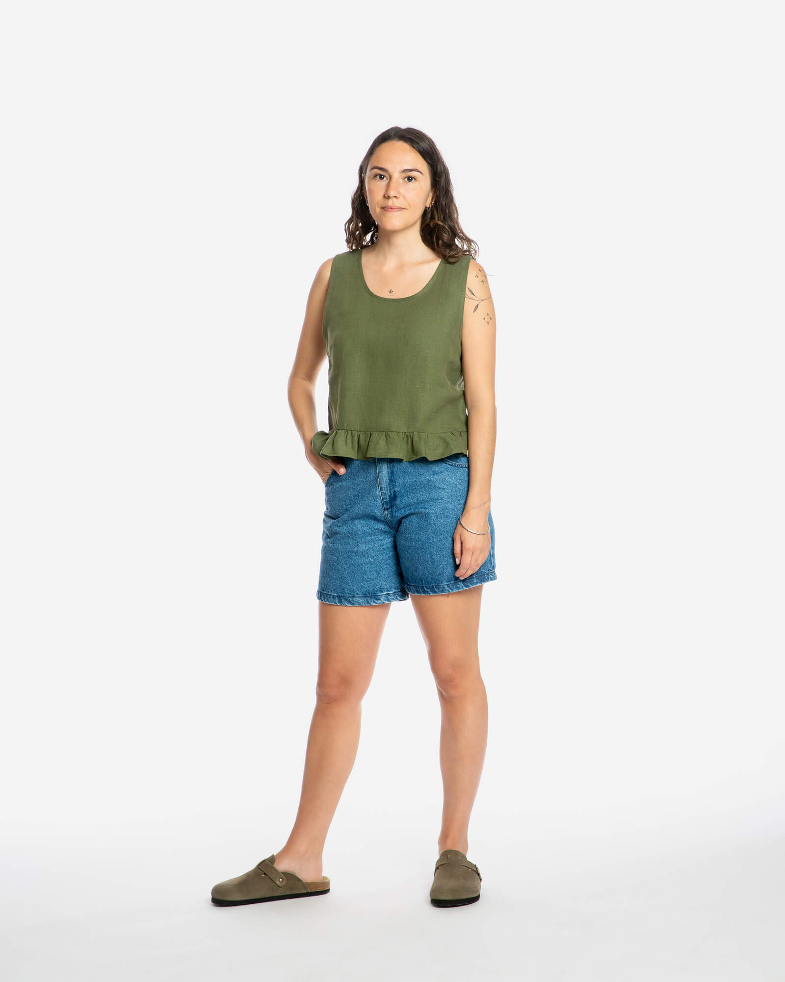 Gathered Top olive